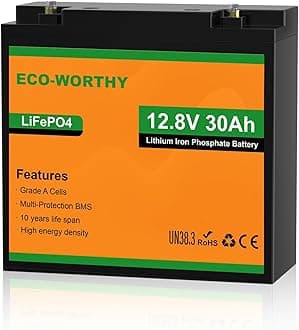 ECO-WORTHY 12V 30Ah LiFePO4 Lithium Battery, 4000+ Deep Cycle Rechargeable Battery with BMS for Ham Radio, Fish Finder, Replacement of 12V 35AH SLA
