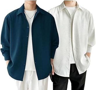 Men's Formal Button Down Shirt – Slim Fit Shirt's for Men | Textured Long Sleeve Polycotton| Business & Meeting Ready (Available in Plus Size and Combo Pack of 2)