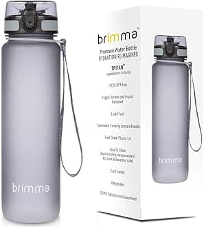 Brimma (Grey) - Premium Sports Water Bottle With Leak Proof Flip Top Lid - 530ml -