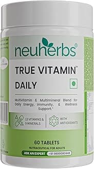 Neuherbs Daily Multivitamin 60 Tablets |True Vitamin for Men & Women with Vitamin C, B12, D, Magnesium,Iron & Zinc | Supports Energy, Stamina & Immunity