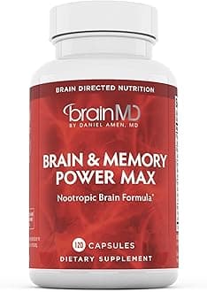 BRAINMD Dr Amen Brain & Memory Power MAX - 120 Capsules - Nootropic Supplement with Ginkgo Biloba Extract & Huperzine A - 30 Servings