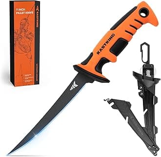 KastKing Ultimate Angler 7" Fillet Knife, Razor Sharp Corrosion-resistant Vanadium Stainless Steel Blade, Fishing Knife Includes Sheath with Sharpener & Line Cutter, EnduraGrip Ergonomic Handle