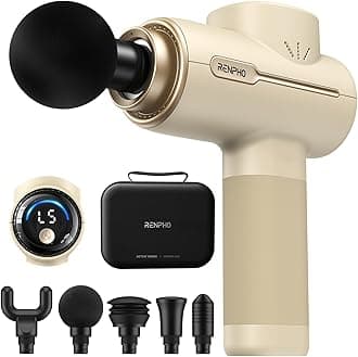 RENPHO Massage Gun Deep Tissue Muscle Percussion Massage Gun, Powerful Portable Back Massager Gun for Athletes, Handheld Back Massagers, Active, Tan