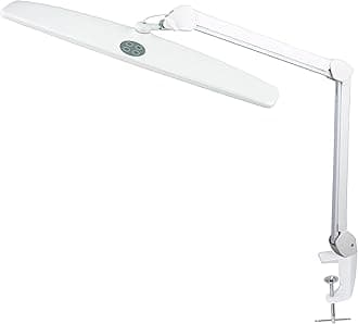 Neatfi Elite HD XL Task Lamp | 22-Inch Wide | 2,260 Lumens | 3 Color Temperature Modes | Non-Polar Dimming Desk Lamp (CCT with Clamp, White)