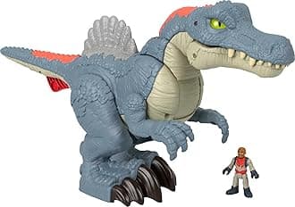 Imaginext Jurassic World HML41 Ultra Snap Spinosaurus Toy Dinosaur with Light, Sounds and Snap Action Includes Preschool Figure