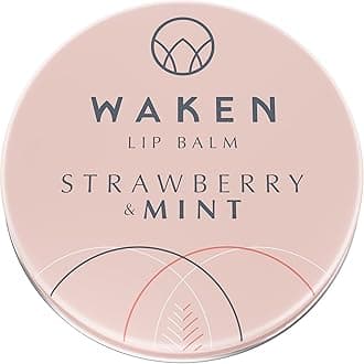 Waken, 15ml Rich & Nourishing Lip Balm Strawberry & Mint, Fresh & Fruity Natural Flavour, Vegan, Vitamin E, Shea Butter & Cocoa Butter, 100% Natural, No Petroleum Jelly, Sustainable Packaging