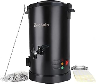 TOAUTO Wax Melter for Candle Making Large Wax Melting Furnace with Quick Pour Spout & Temp Control,10Lbs Capacity for Candle Business Fast Easy Clean（Stirring Spoon+ Cotton Wick）