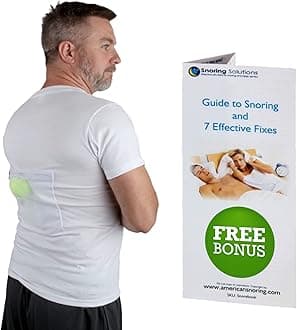 Stop T-Shirt - Snore Stopper - Most Comfortable Aid. Health Expert Recommended for Back Snorers! Eliminates by Adjusting Your Sleeping Position. Guide to Ebook (Large)