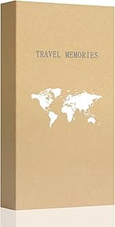 Travel Photo Album 4x6 300 Photos 3 Pictures Per Page, 300 Pockets, Refined Kraft Paper Cover Vacation Photo Album Travel Design World Map Adventure