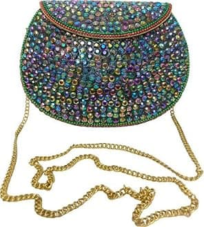 SHAKUNTLA VINTAGEShakuntala Vintage Clutch - Metal Mosaic Stone & Shell Design Purse - Handmade Women's Handbag