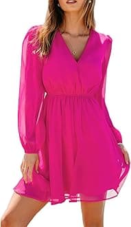 CUPSHE Women's Floral Print Chiffon A-Line Mini Dress Long Peasant Sleeves Elastic Autumn Dress