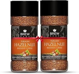 - Hazelnut Instant Coffee | 2×100g, Premium Freeze-Dried Arabica | Nutty & Aromatic, No Added Sugar | Café-Style at Home
