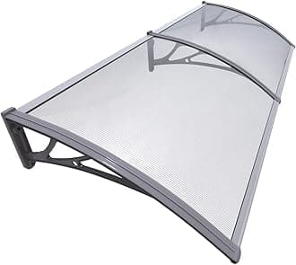 VOUNOT Front Door Canopy Outdoor Awning, Rain Shelter for Back Door, Porch, Window, 200 x 80 cm, Grey