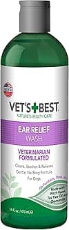 Dog Ear Relief Wash - Alcohol-Free No-Sting Formula - Controls Odors & Itching - Cleans Wax & Debris - 16 Ounces
