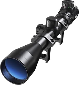 PINTY 3-9x40 Rifle Scope with Red/Green Illuminated Reticle & Rangefinder, Multicoated Lens with Mounts for Picatinny Rail