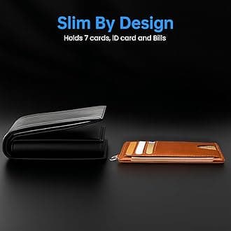 Mayski Slim Wallet, Credit Card Holder for Women, Minimalist Front Pocket RFID Blocking Card Cases, Small Wallet Women Men(Oiled Wax Brown)