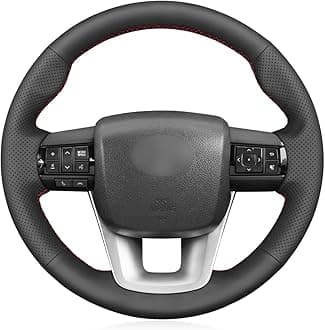 MEWANT Car Steering Wheel Cover for Toyota Hilux/Fortuner Hand Stitch Leather Car Steering Wrap