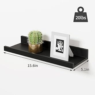 Fixwal Floating Shelves for Wall Decor, Black Wall Shelves Set of 8, Display Floating Shelf Wall Mounted Shelf Picture Ledge with Lip for Bedroom, Bathroom, Nursery, Living Room