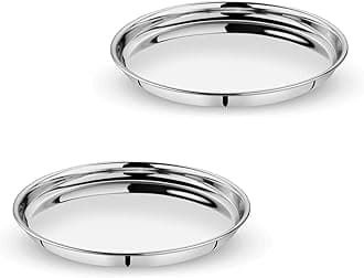 Embassy NP Khumcha/Dinner Plate, Size 12, 26.6 cms (Pack of 2, Stainless Steel)