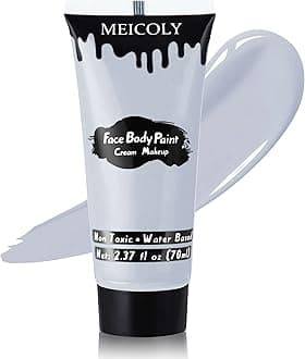 MEICOLY Light Grey Cream Face Body Paint,2.37Oz Large Tube Face Paint Zombie Makeup for Adults and Kids,Professional Face Painting for Halloween SFX Grayscale Homestuck Cosplay Makeup