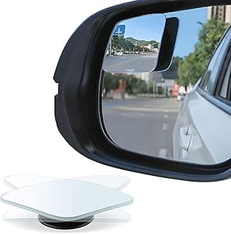 LivTee Blind Spot Mirror，Rhombus Shaped HD Glass Frameless Convex Rear View Mirror with wide angle Adjustable Stick for Cars SUV and Trucks, Pack of 2