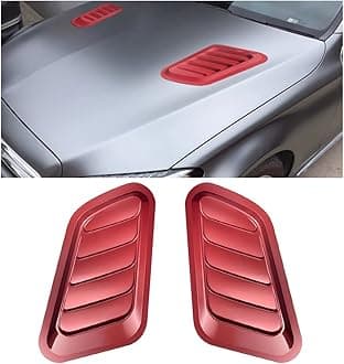 Blilo Car Hood Vents, 2PCS Universal Hood Air Vents for Car Hood Scoop, Bonnet Vent Hood Air Intake Trim Cover (Red)