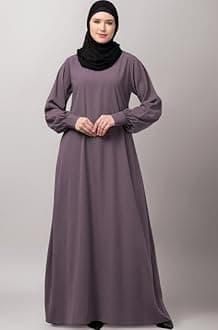 � Women's Inner Abaya Dress With Cuff Sleeves And Side Pocket Made in Nida Matte Fabric