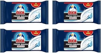 4X Duck Fresh Brush Refills (4 Packs, 48 Flushable Cleaning Pads)- Biodegradable- Duck Toilet Bowl Cleaner