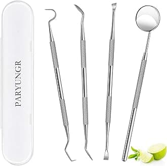 Dental Tools, Professional Teeth Cleaning Oral Care Hygiene Kit, Stainless Steel Dental Pick Tooth Scraper Tartar Plaque Remover for Dentist, Personal, Pet Use with Storage Box