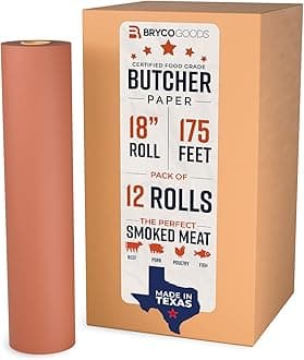 Pink Butcher Paper Roll - Case Pack of 12 Rolls - 18" x 175' (2100") - Made in USA - Food-Grade Peach Butcher Paper for Smoker, BBQ, Grilling, Smoking Meat - Unbleached Uncoated Unwaxed