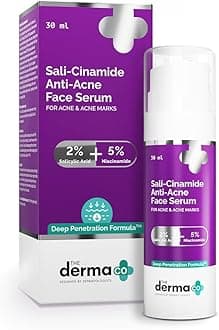 The Derma Co Sali-Cinamide Anti-Acne Serum | with 2% Salicylic Acid & 5% Niacinamide | Helps Reduce Acne & Acne Marks | Suits All Skin Types | 1.01 Fl Oz/30ml