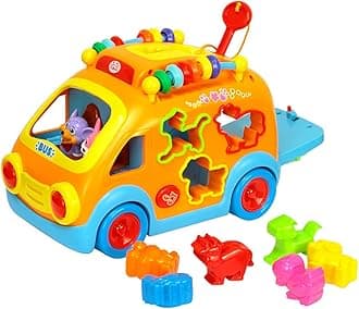 Kiditos Innovative Vehicle Happy Bus Toy with Music & Lights & Blocks Learning Educational Toy