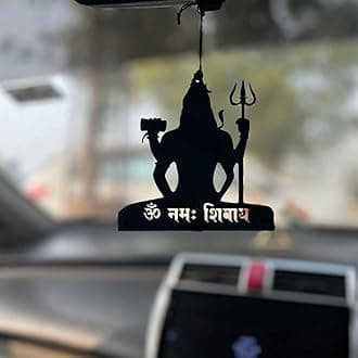 MH VILLA Acrylic Mahakal Writing Design Hand Crafted Dream Catcher/Shivji Car Hanging/Mahakal Theme Car Decor/Car Decor/Car Hanging Accessories (Shiva)
