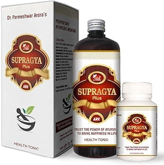 - Ath Supragya Plus Ayurvedic Tonic + Supragya Plus Capsule | Herbal Brain Booster Tonic With Capsule | Natural Health Tonic With Capsules For Adults (500 ML) ( 1 Month Pack - 3 bottles + 120 Capsules ), Good Health Capsule and Ark