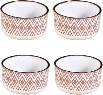 Nestasia Ceramic Bowl Set of 4 Diamond Pattern | Microwave & Dishwasher Safe Small Bowl for Snacks, Dal, Curry, Fruits, Salad, Maggi | Pink 200ml