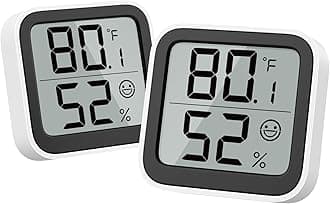 NOKLEAD Thermometer Humidity Meter Inside Mini Hygrometer Monitor Room Temperature Measuring Device with Face Icon Comfort Indicator ℃/℉ Switch for Baby Room Greenhouse Office Living Room（2）