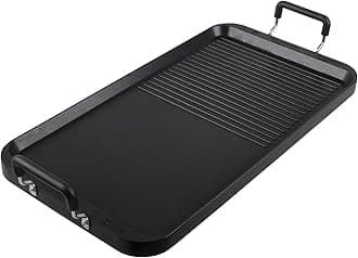 Vayepro 2-in-1 Stove Top Griddle & Grill Pan, 20 Inch Non-Stick Double Burner Griddle for Gas, Electric, and Camping Stoves, Perfect for Pancakes, BBQ, and Indoor/Outdoor Cooking