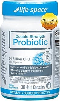 - Life-Space Double Strength Broad Spectrum Probiotic, 64 Billion CFU & 15 Diverse Strains, Redouble Formulated for Digestive Health & Immune Health, Probiotics for Women & Men - 30 Veg Capsules