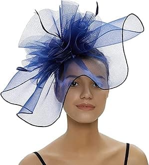 Women Fascinator Headband Pillbox Hat Big Flower Wedding Bridal Headdress Headpieces Race Ascot Hat Burlesque Feather Flapper Hair Accessory for Evening Cocktail Party Prom Church Hen Party