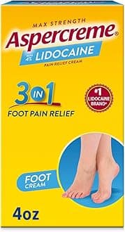 Max Strength Lidocaine Foot Pain Relief Cream, 4 oz., Odor Free Pain Cream
