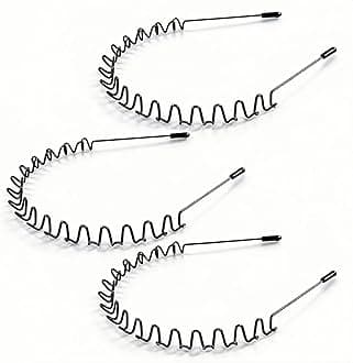 Metal Hair Bands Men's Headband Elastic Zigzag Headbands Outdoor Sports Headbands Fashion Simple Anti-Slip Hair Accessories (3 Pack)