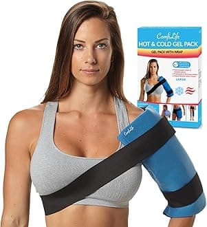 ComfiLife Ice Packs for Injuries – Reusable Hot and Cold Pack with Wrap – Soft Gel Ice Packs for Back, Shoulder, Hip, Knee, Elbow, Joint Pain Relief – Heat & Cold Therapy (Large (Pack of 1))