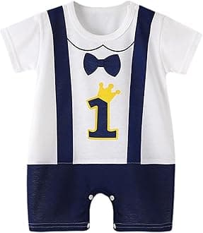Infant Baby Boy Summer Bubble Romper Newborn Suspender Pants Print Rompers Cute Short Sleeve Christening Gown