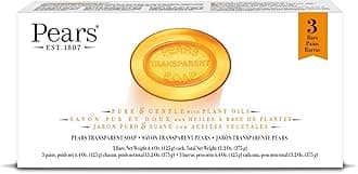 Glycerin Soap, Transparent Amber Value Pack – Pure & Gentle Cleanser with Natural Oils, 3 Bars, 4.4 Oz Ea