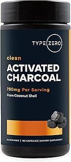 Activated Charcoal Capsules (180 Count) - 60 Servings, 780mg Per Serving, from Coconut Shell, Non-GMO, Gluten-Free