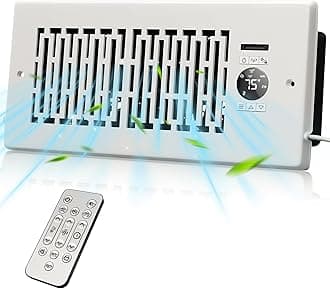 Register Booster Fan Fits 4” x 10” Register Holes, Smart Control Heating Cooling AC Vent Fan, 10-Speed Quiet Register Vent Booster Fans with Thermostat Control & Remote Control
