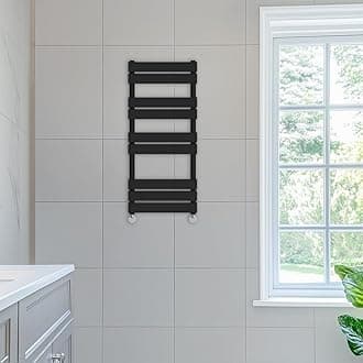 NRG 1000 x 450mm Designer Flat Panel Heated Towel Rail Radiator Black Bathroom Radiators