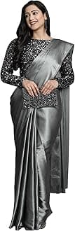 Mera Enterprise Women's Satin Silk Plain Saree