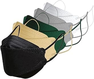 Rmaytiked 50Pcs 4-Ply KF94 Multicolored Face Masks Breathable 3D Mouth Shields Filter black champagne dark green gray white