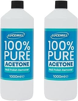 100% Pure Acetone | 2 Litre (2x1L) | Professional Nail Polish Remover for Acrylics, Gel & Glue | Salon Use | UK Made